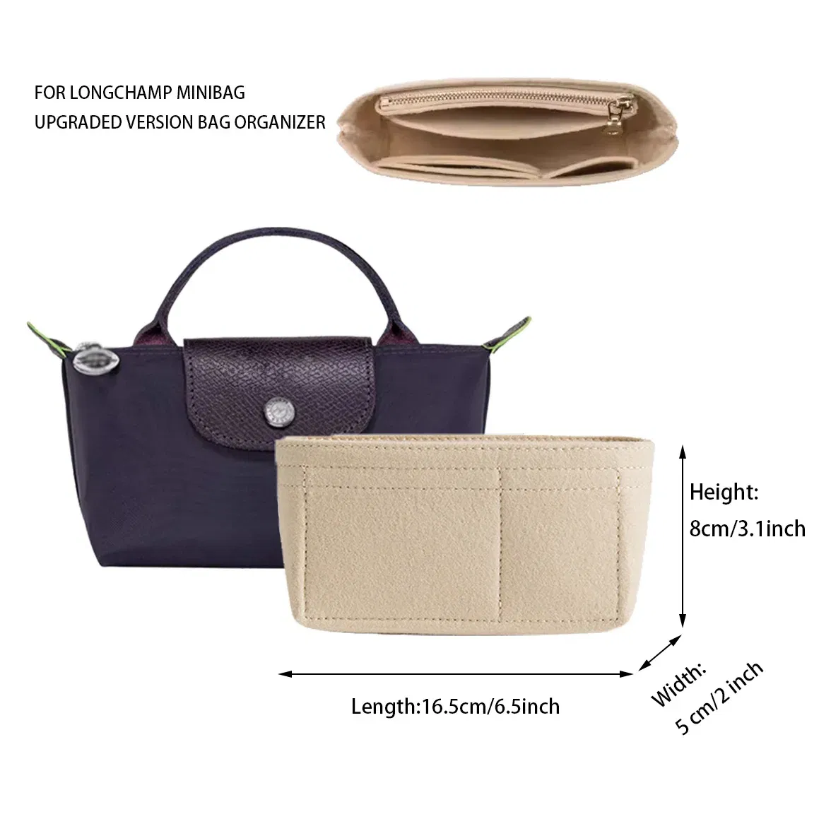 Color: Navy Blue - 1 Set Bag Strap For Longchamp Mini Punch-free Genuine Leather Shoulder Strap Set Transformation Crossbody Strap Bag Accessories