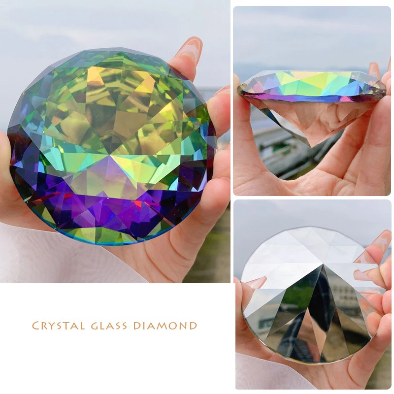 Color: Light Grey - Nail Art Display 80mm Transparent Holographic Glass Crystal Diamond Hand Model Shoot Ornament Jewelry Salon Manicure Tool