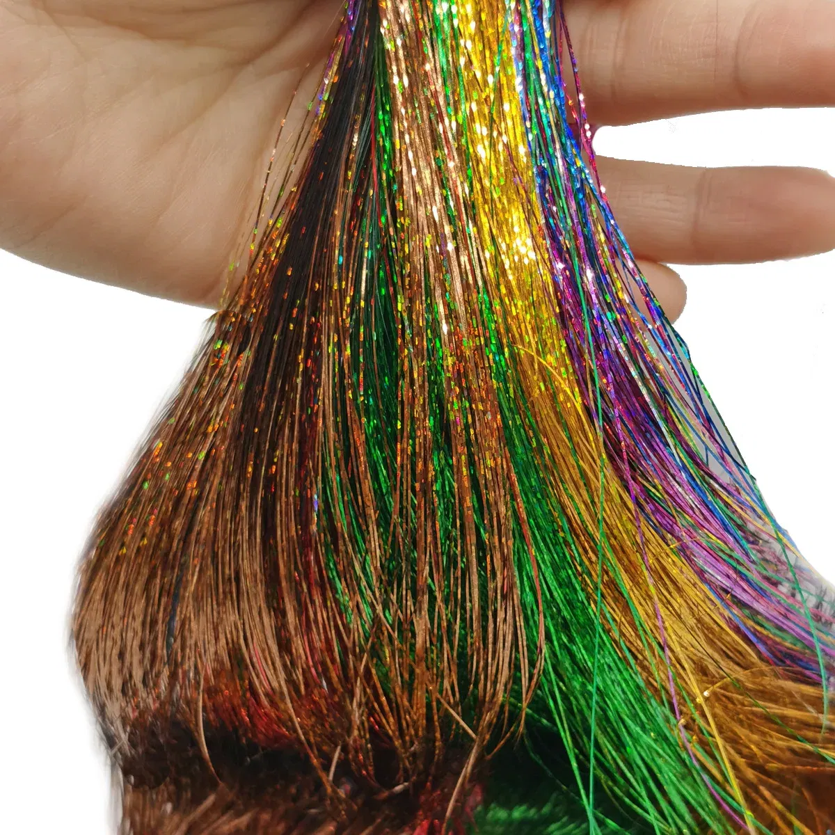 Color: 1001#, Stretched Length: 26inches - 48 Inch Hair Tinsel Kit With Tool 1200 strands Tinsel Hair Extensions 12 Colors Fairy Hair Tinsel, Sparkling Shiny Hair Tinsel