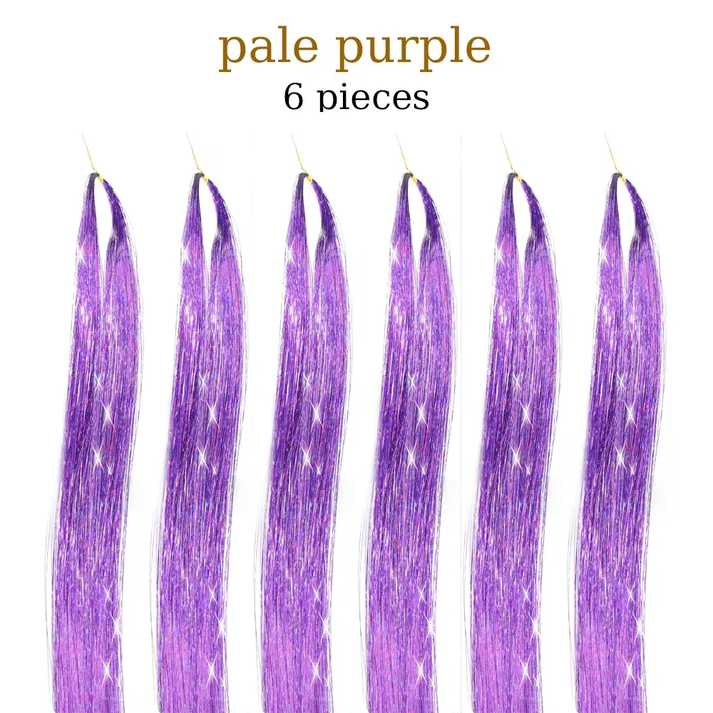 Color: 1001#, Stretched Length: 26inches - 48 Inch Hair Tinsel Kit With Tool 1200 strands Tinsel Hair Extensions 12 Colors Fairy Hair Tinsel, Sparkling Shiny Hair Tinsel