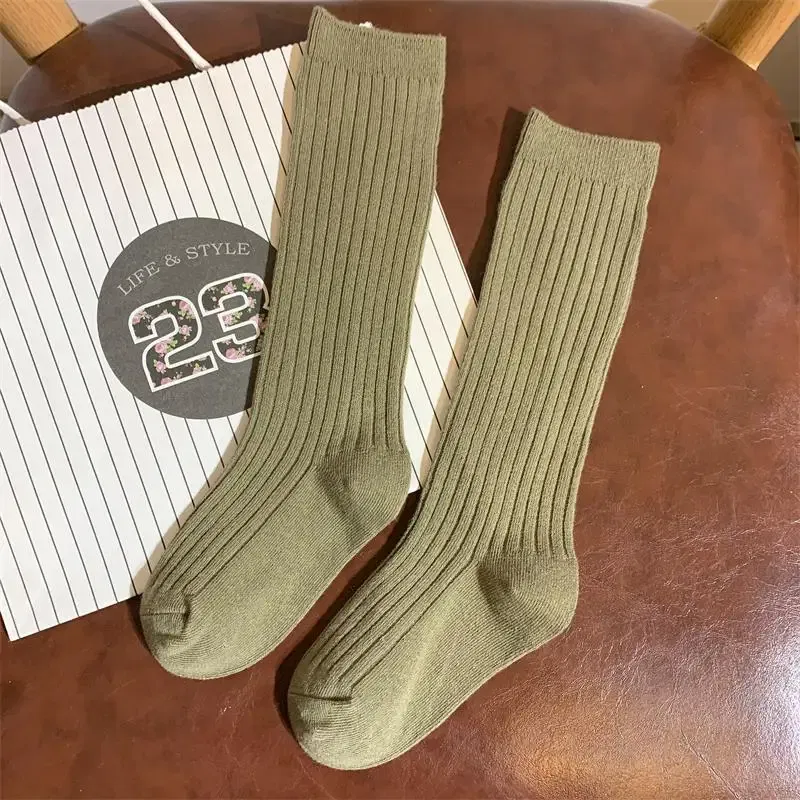 Color: Dark Grey, Size: 4-6T - Baby Long Socks Over The Knee Little Girls Solid Cotton Socks Spring Autumn Long Crew Socks