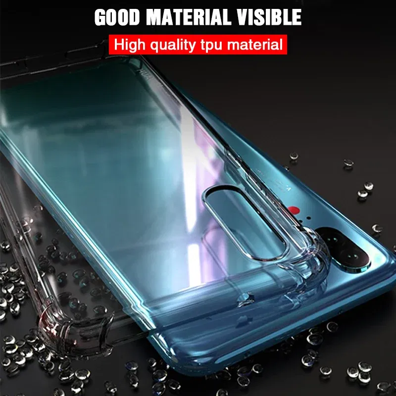 Color: Beige, Material: Nylon - Soft TPU Silicone Shockproof Phone Case For Huawei Honor 8X MAX 9X X10 Play 3 3E 4T Pro Transparent AirBag Anti Knock Back Cover