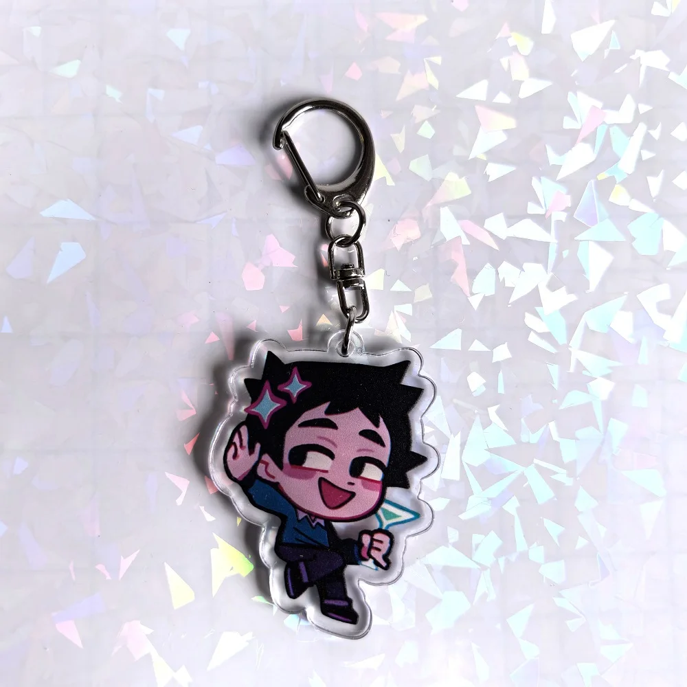 Color: Pink, Size: 6 cm - Crooked boy Scott Pilgrim Takes Off acrylic keychain birthday gift for boys and girls