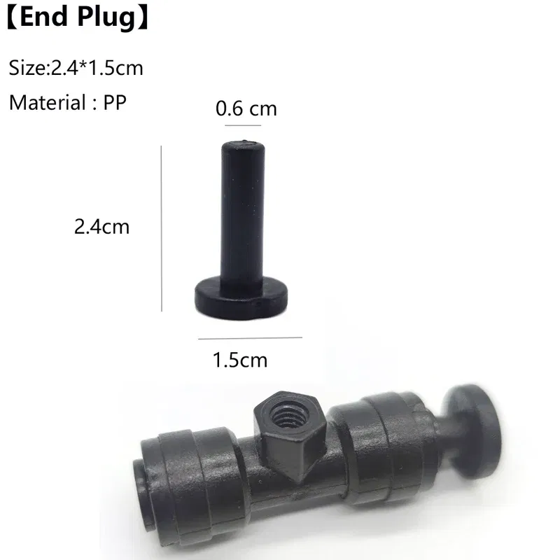 Color: WHITE - 10 Pcs 6.35MM Straight End Plug Cap 1/4 Inch Hole Seal Stoppers lLeakproof Slip-Lock Misting Nozzle Tees Blocked Tool RO water