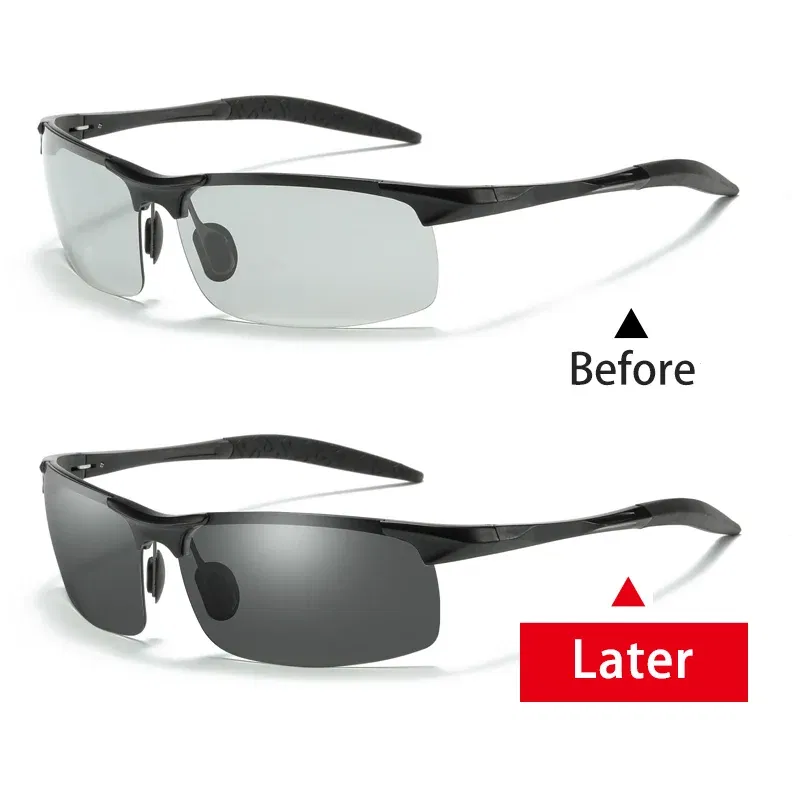 Lenses Color: green, Frame Color: Gold - Myopia Photochromic Sunglasses Diopter Polarized Driving Goggle Men Chameleon Change Color transition Prescription Sun Glasses