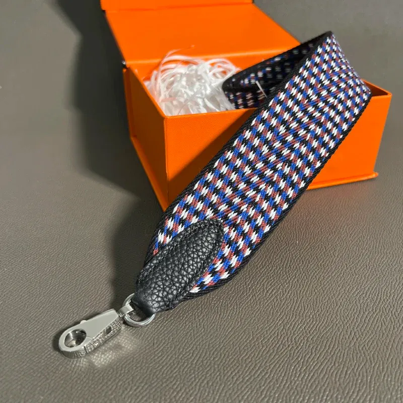 Color: Blue, Size: 1/2" - Hand-Sewn Leather Woven Canvas Shoulder Strap 5cm Wide Wax Line Herbag Evelyn Replacement Bag Accessory