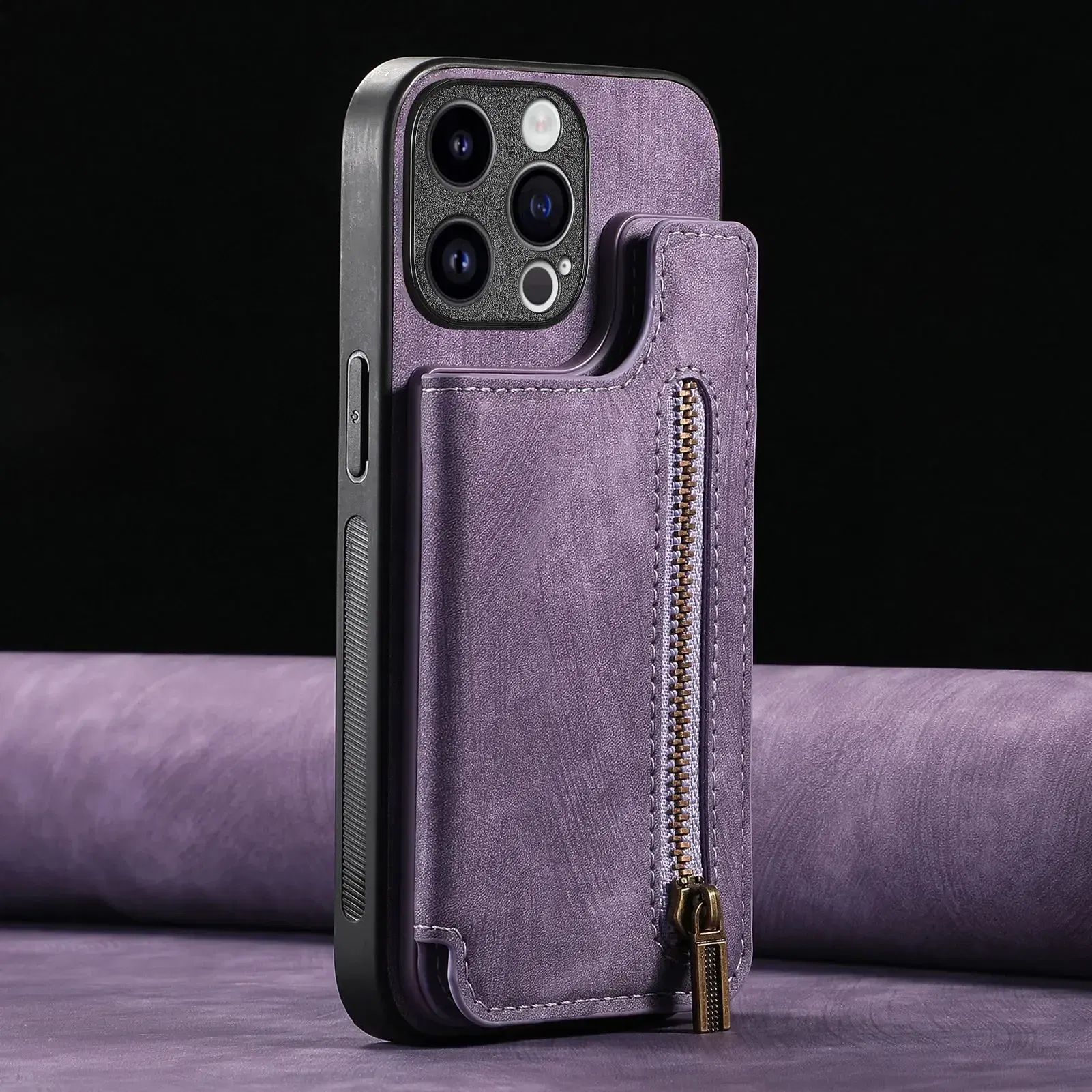 Color: SKY BLUE, Material: Denim - Leather Zipper Wallet with Card Holder Phone Case for IPhone 15 14 11 Pro Max 13 12 Mini X XR XS Max 8 7 Plus Shockproof Cover