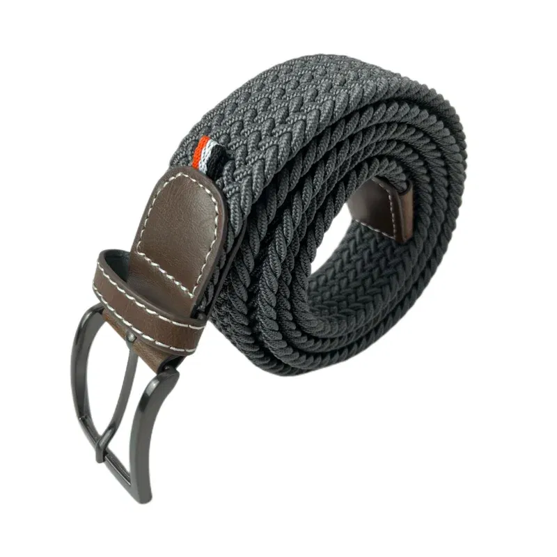 Color: GRAY, Belt Length: 100cm, Ships From: CHINA - Stretch Canvas Leather Belts for Men Female Casual Knitted Woven Military Tactical Strap Male Elastic Belt for Pants Jeans 3.5
