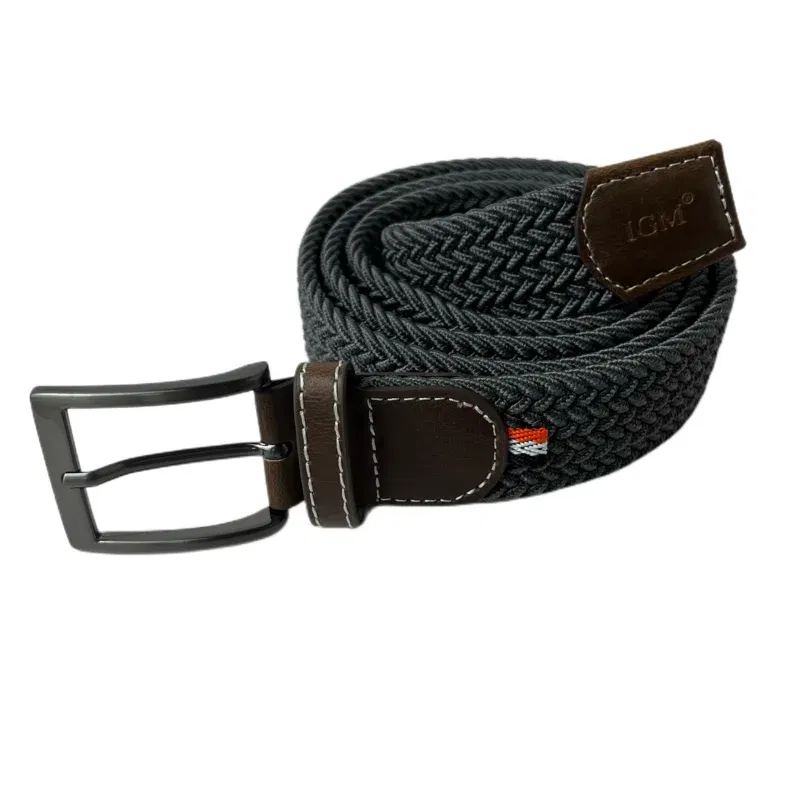 Color: GRAY, Belt Length: 100cm, Ships From: CHINA - Stretch Canvas Leather Belts for Men Female Casual Knitted Woven Military Tactical Strap Male Elastic Belt for Pants Jeans 3.5