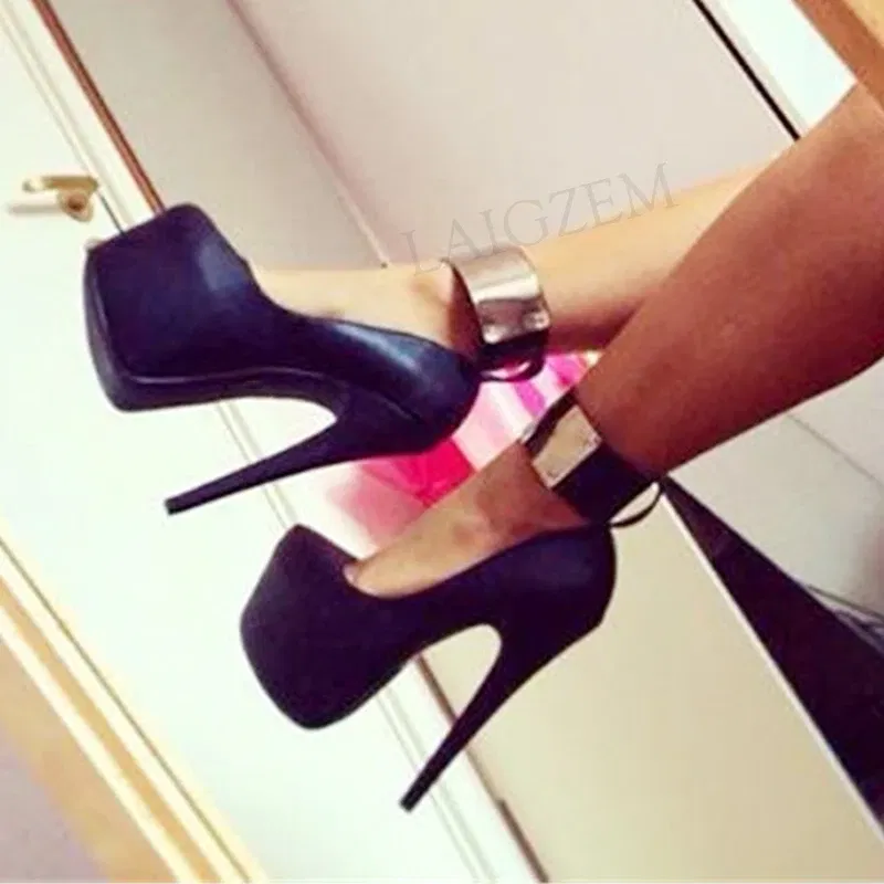 Color: black, Shoe Size: 11 - BERZIMER Women Platform Pumps Heels Sandals Stiletto Pumps Shoes Frau Pumpen Escarpins Femme Shoes Woman Large Size 46 50 51 52