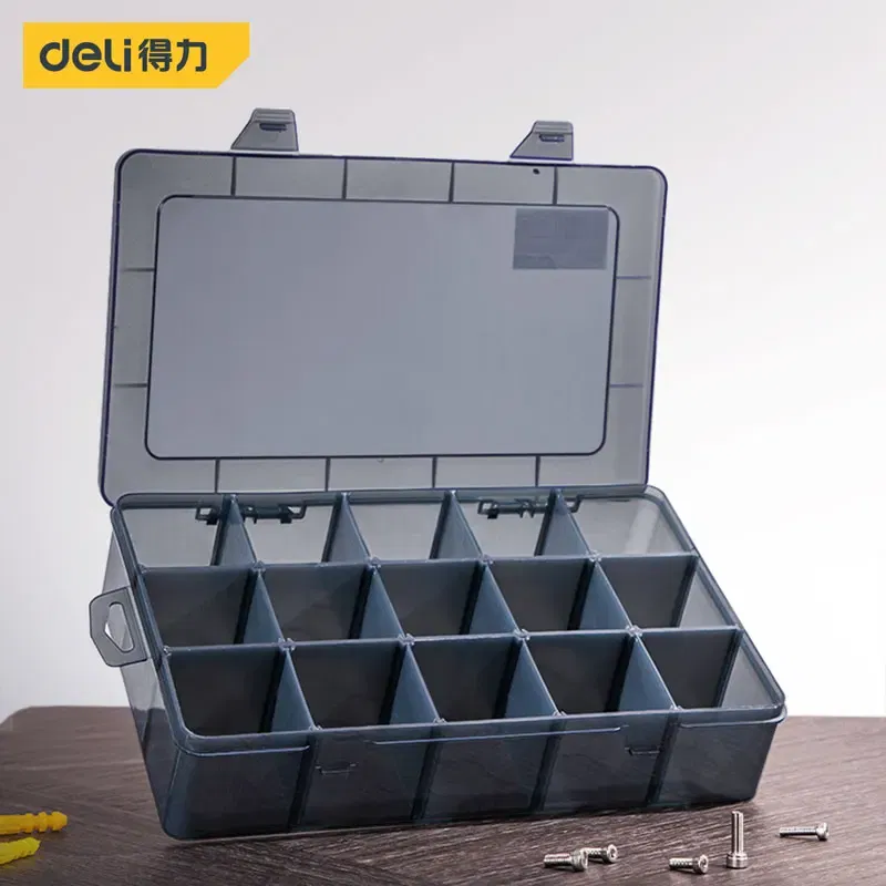 Color: Green - 1Pcs Multi-lattice Slots Tool Case Storage Boxes Adjustable Transparent Tool Box Screw Craft Jewelry Accessories Organizer Box