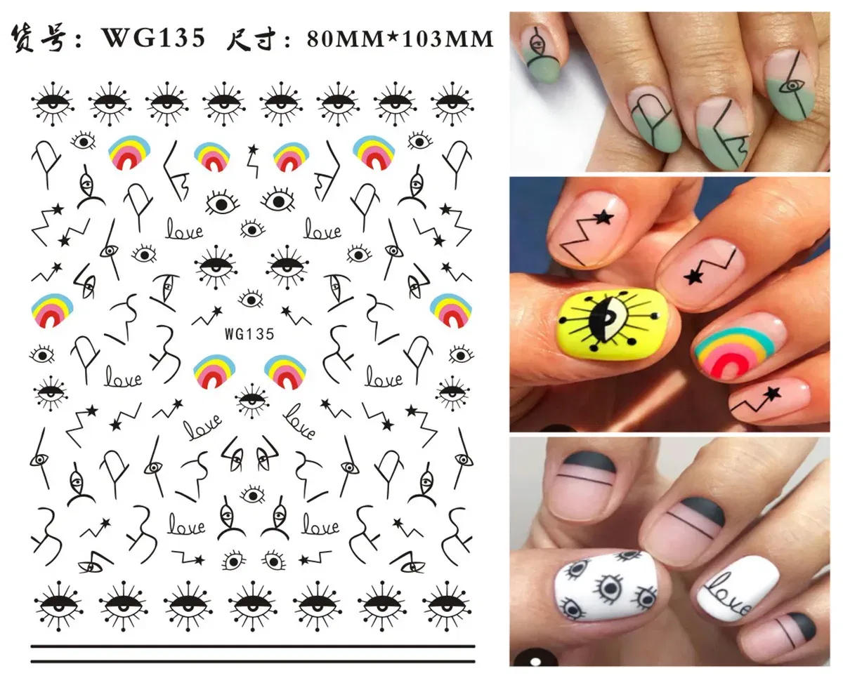 Color: Khaki - 1Pc Christmas Stickers Santa Claus Snowflake Decals Catoon Image Muti- Pattern New Year Halloween Nail Art Stickers for Manicure