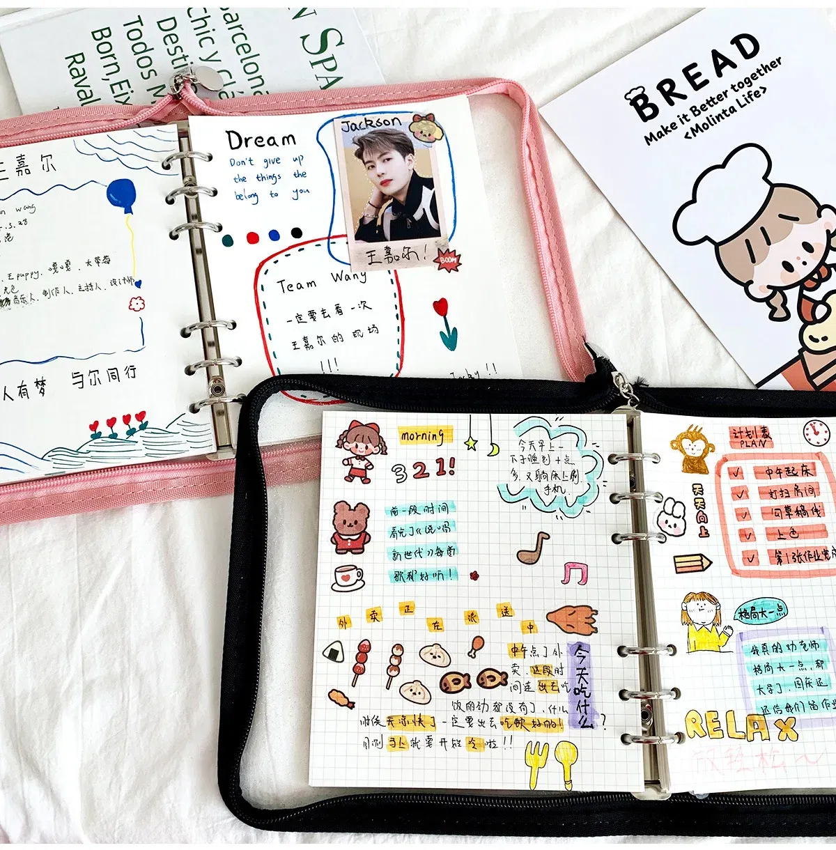 Color: Light Grey, Size: A6 - New Arrival 2023 Cute A5/A6 My Journal Agenda Notebook & DIY Photocard Binder Organizer Gift Book School Stationery
