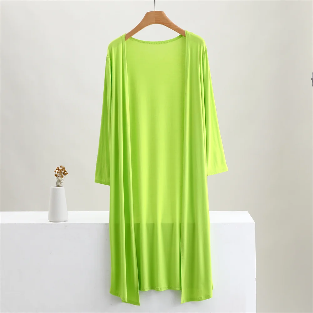Color: MULTI, Size: One Size - Summer Autumn 12 Colors Women Modal Long Cardigan Female Cotton Sweater Cardigans Long Sleeve Women Casual Coat Ladies Outerwear