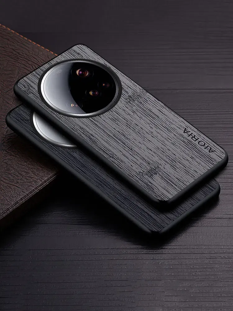 Color: light brown, Compatibility by Model: xiaomi 15 ultra - Case For Xiaomi 15 Ultra Funda Bamboo Wood Pattern Leather Cover Luxury Capa For xiaomi 15 Ultra case Coque