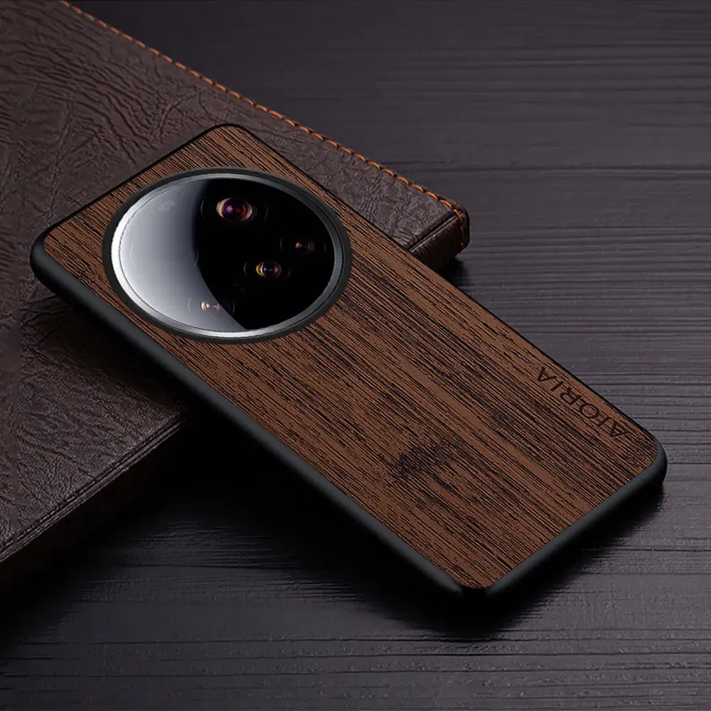 Color: light brown, Compatibility by Model: xiaomi 15 ultra - Case For Xiaomi 15 Ultra Funda Bamboo Wood Pattern Leather Cover Luxury Capa For xiaomi 15 Ultra case Coque