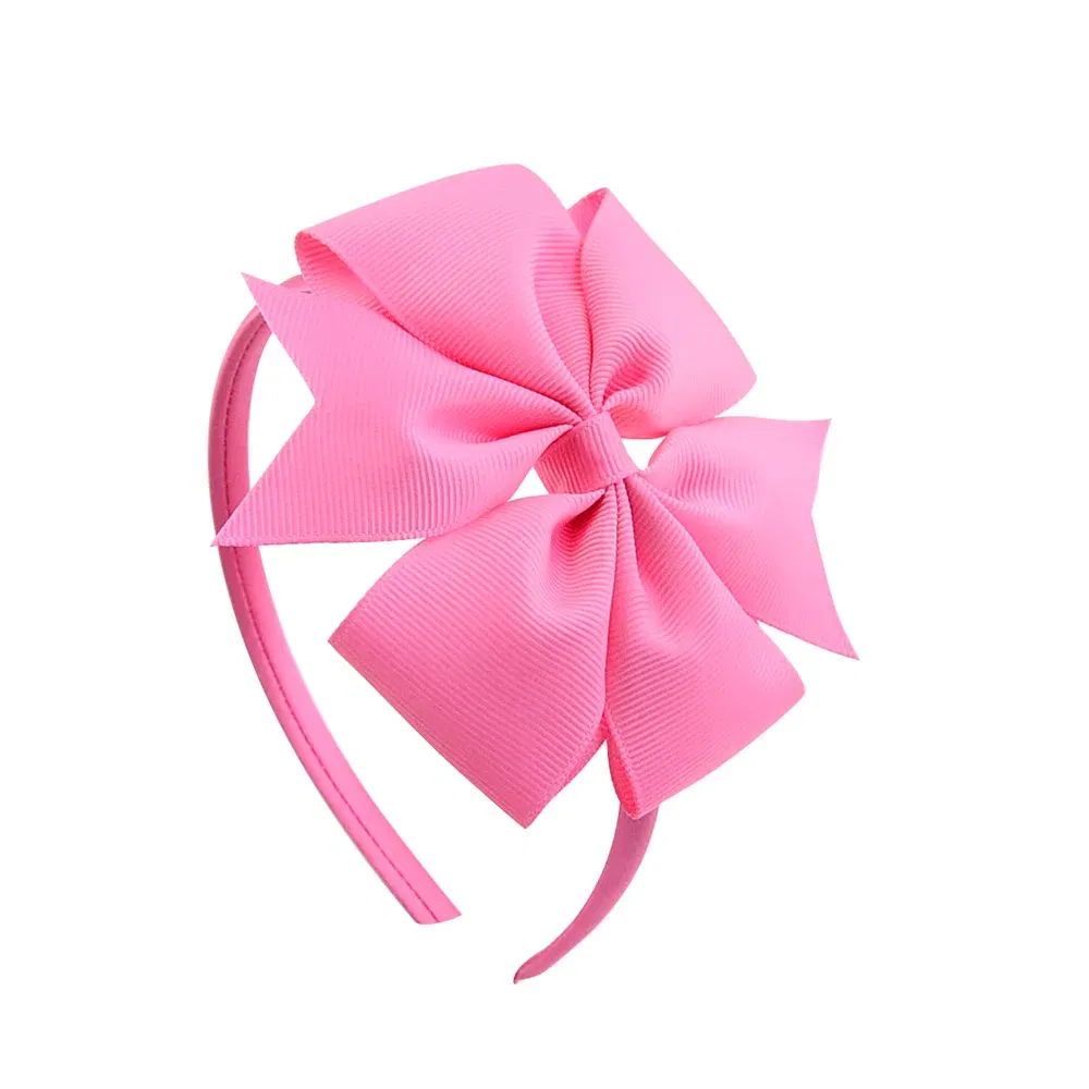 Color: ROSE RED - 1 Piece Ribbon Handmade Hair Bows Hairbands for Baby Girls 20 Colors Cute Bowknot Solid Headband Headwear Baby Hair Accessories
