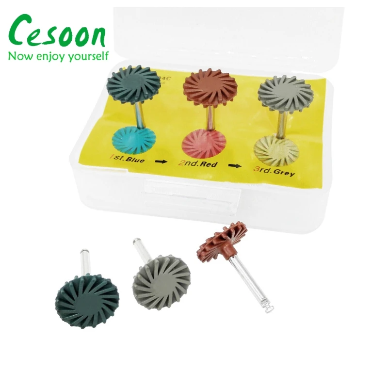 Color: Red - 6Pcs/Box Dental Rubber Polisher Composite Resin Polishing Diamond System RA Disc 14mm Wheel Kit Spiral Flex Brush Dentistry Tool