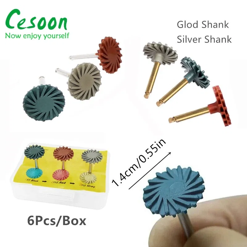 Color: Red - 6Pcs/Box Dental Rubber Polisher Composite Resin Polishing Diamond System RA Disc 14mm Wheel Kit Spiral Flex Brush Dentistry Tool