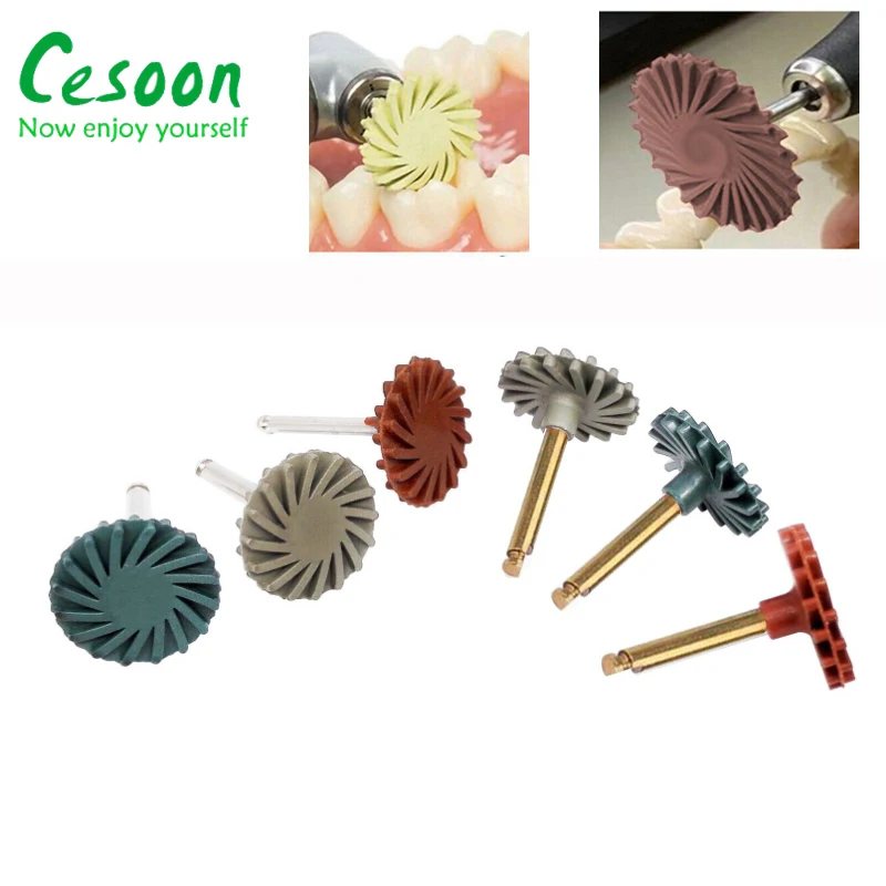 Color: Red - 6Pcs/Box Dental Rubber Polisher Composite Resin Polishing Diamond System RA Disc 14mm Wheel Kit Spiral Flex Brush Dentistry Tool