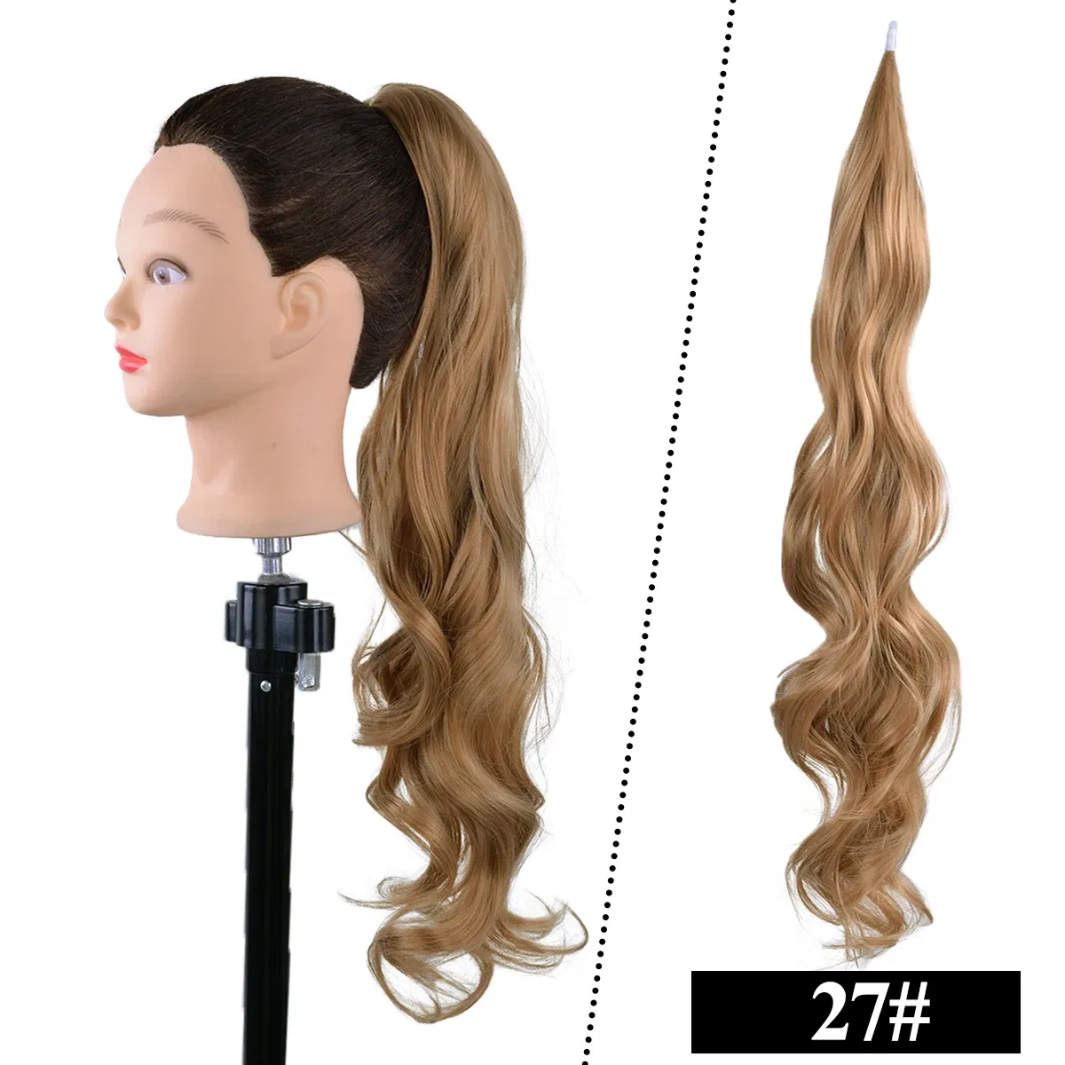 Color: green - LINWAN Synthetic Long Straight Wrap Around Clip In Ponytail Hair Extension Heat Reistan Pony Tail Fake Hair