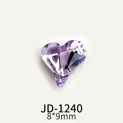 Color: Ivory - 20pcs Nail Art Light Purple Sparkling Crystal Glass Diamond Violet Pointed Bottom Bare Rhinestone Gem Nail Accessories Charms