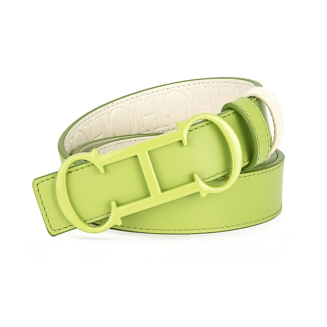 Color: GRAY, Belt Length: 70cm - CILMI HARVILL CHHC New Women's Belt Solid Color Matching Gift Box Packaging Christmas Fashion Versatile Imprinted Letter Design