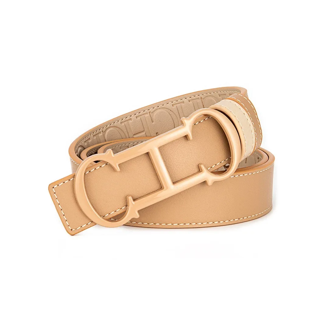 Color: GRAY, Belt Length: 70cm - CILMI HARVILL CHHC New Women's Belt Solid Color Matching Gift Box Packaging Christmas Fashion Versatile Imprinted Letter Design