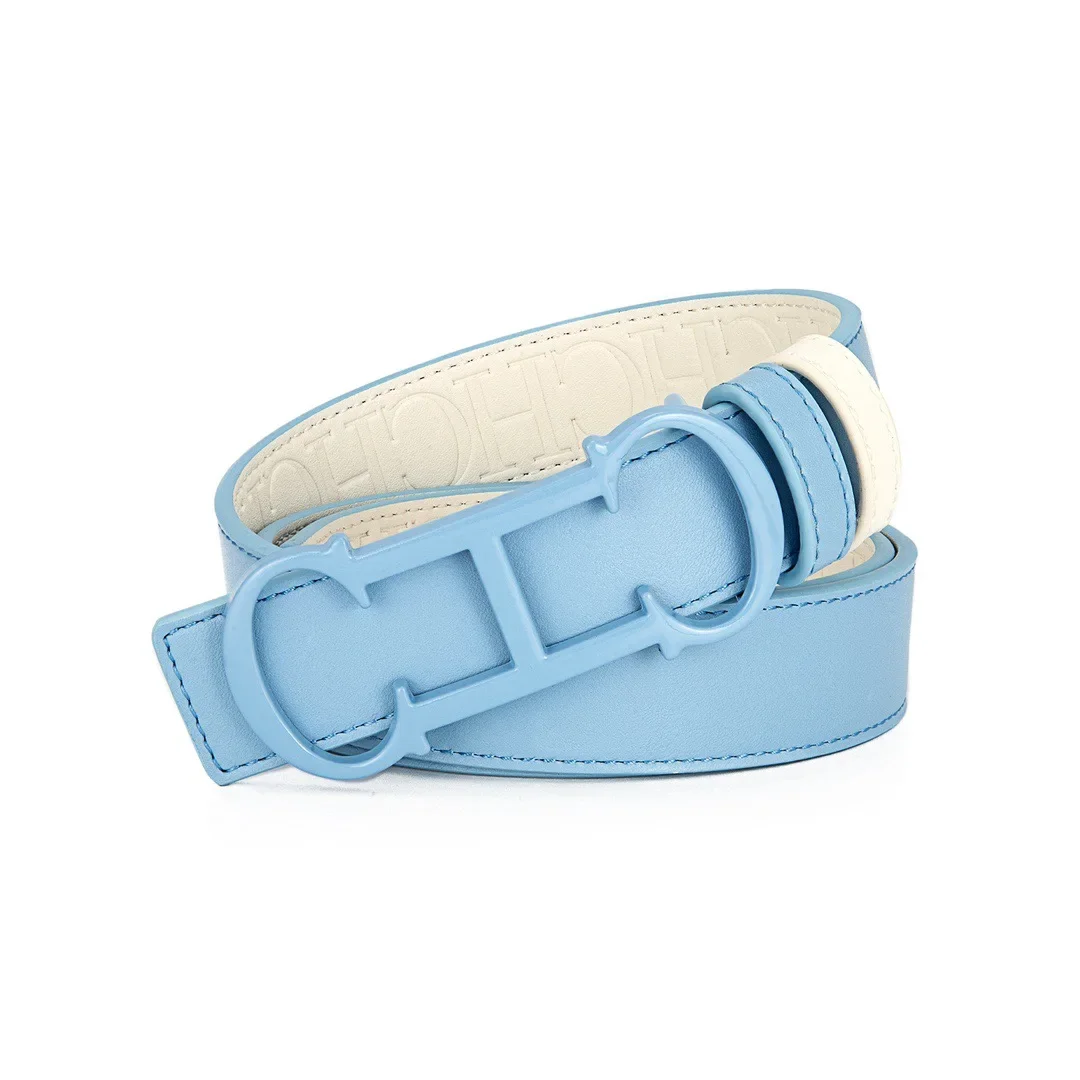 Color: GRAY, Belt Length: 70cm - CILMI HARVILL CHHC New Women's Belt Solid Color Matching Gift Box Packaging Christmas Fashion Versatile Imprinted Letter Design