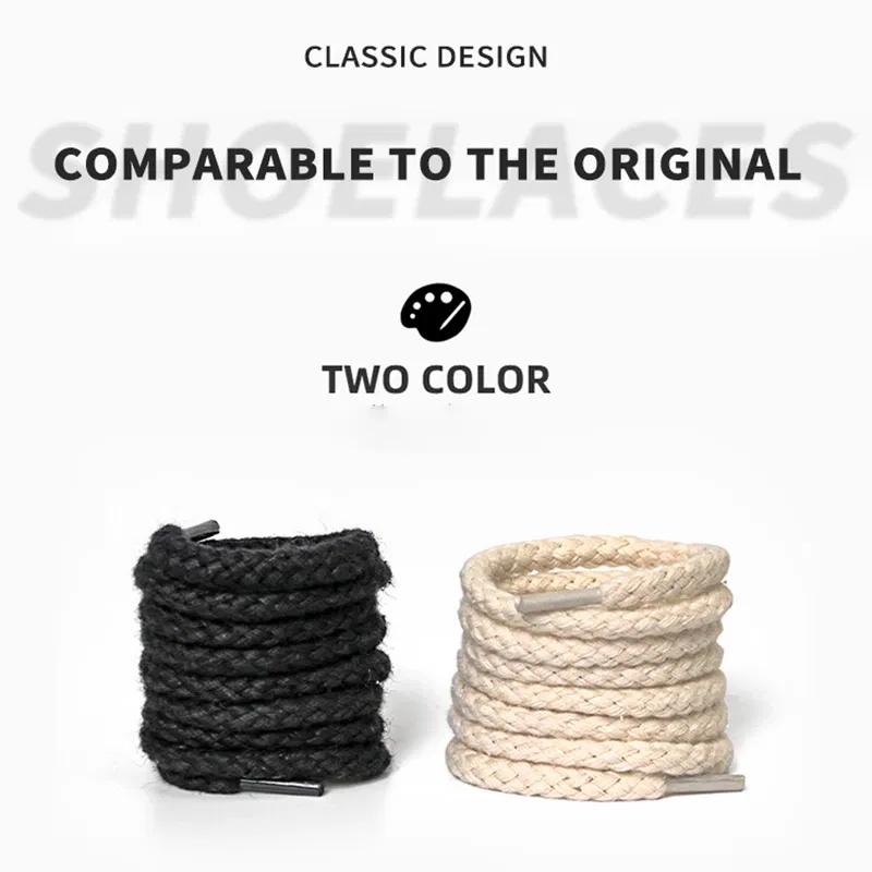 Color: Blue, Length: 120cm, Ships From: CHINA - 1Pair Linen Cotton Sneakers Laces for Shoes 8mm Bold Round Shoelaces Quality AF1 Shoe laces 100/120/140/160/180CM Shoestrings