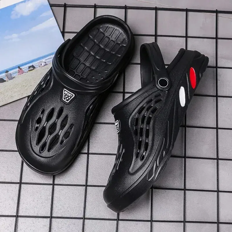 Color: WHITE, Shoe Size: 39 - Clogs Men Sandals Men Shoe Summer Fang Man Hoof Thongs Stamp Garden Beach Black Big Size Slippers for Men's Shoes Zapatos Hombre