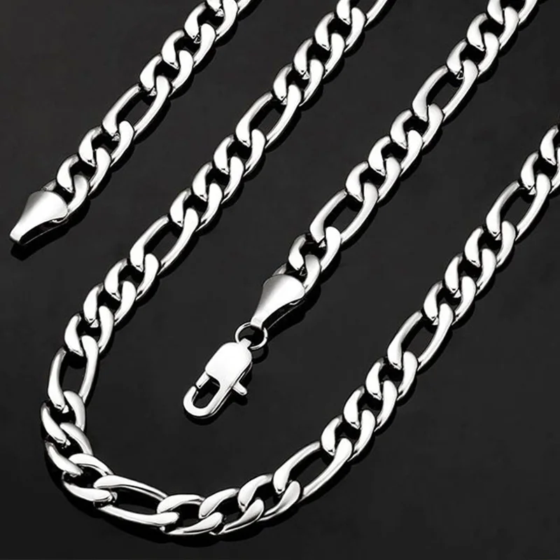 Gem Color: APRICOT, Length: 90cm - 925 Sterling Silver 40-75cm Figaro Chain Necklace Men Women Fashion Simple Chain Wedding Christmas Gift Jewelry Accessories