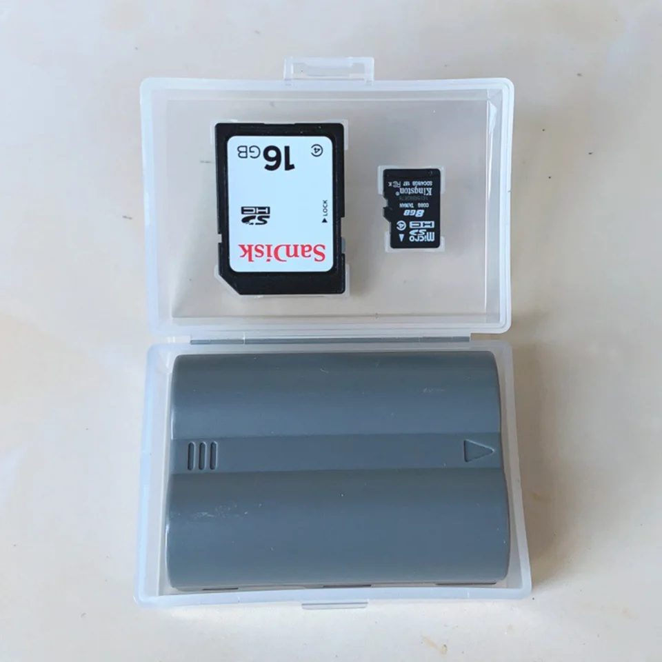Color: WHITE - Camera Battery Box Storage Case Protector for LP-E8 LP-E5 NB-10L NB-7L EN-EL9 EN-EL14 PSP CRV3 EL3E EN-EL15 LP-E6 BP-511A LI90
