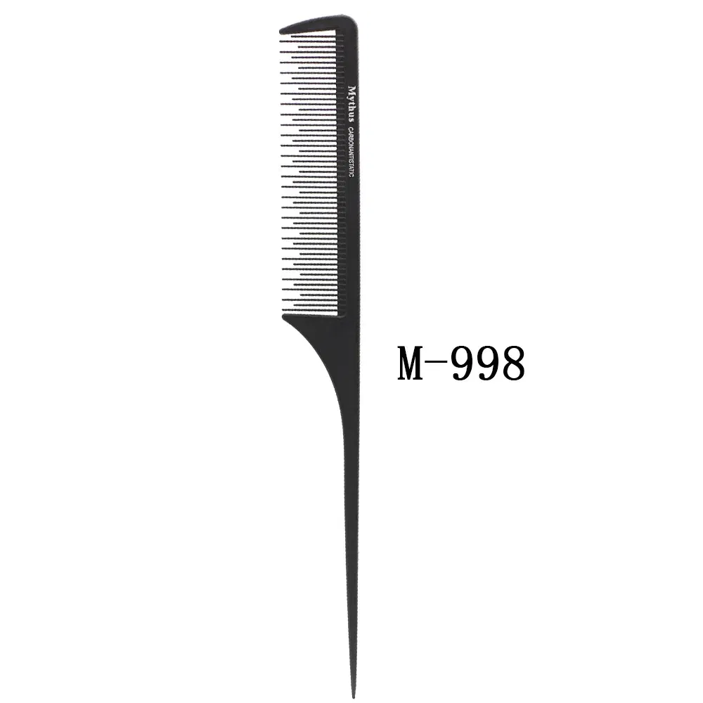 Color: Watermelon Red - Mythus Hairdressing Carbon Comb For Haircut Barber Anti Static White Rat Tail Comb Beauty Professional Hair Styling Tools Comb