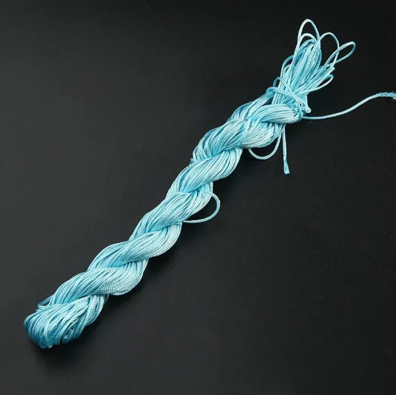 Color: Silver - 24m Polyester Braided Jade Thread For DIY Handmade Necklace Bracelet Trinket Pendant Braided Accessories Jewelry Making Finding