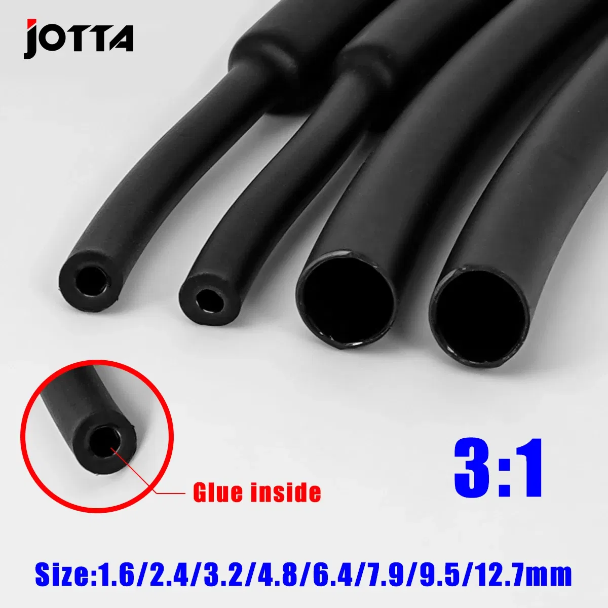 Length: 1m, Inside Diameter: 2mm - 1M 3:1 Heat Shrink Tube Thicken With Glue Dual Wall Tubing Diameter 1.6/2.4/3.2/4.8/6.4/7.9/9.5/12.7mm