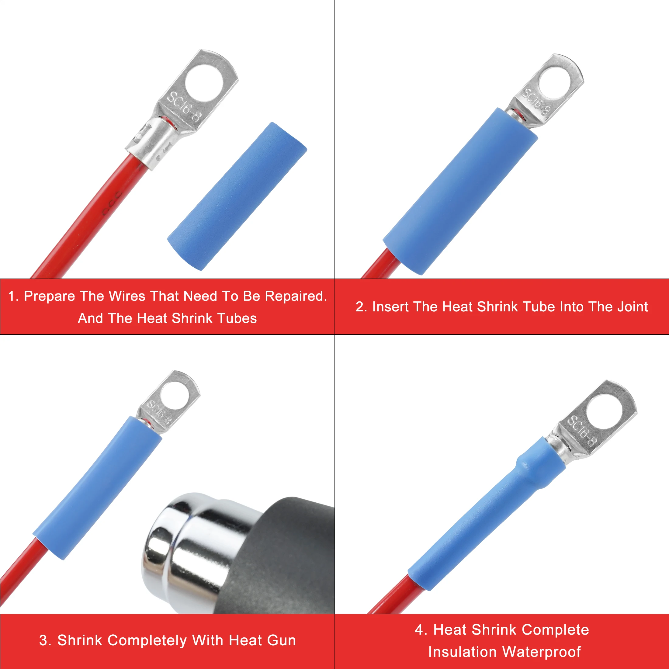 Length: 1m, Inside Diameter: 2mm - 1M 3:1 Heat Shrink Tube Thicken With Glue Dual Wall Tubing Diameter 1.6/2.4/3.2/4.8/6.4/7.9/9.5/12.7mm