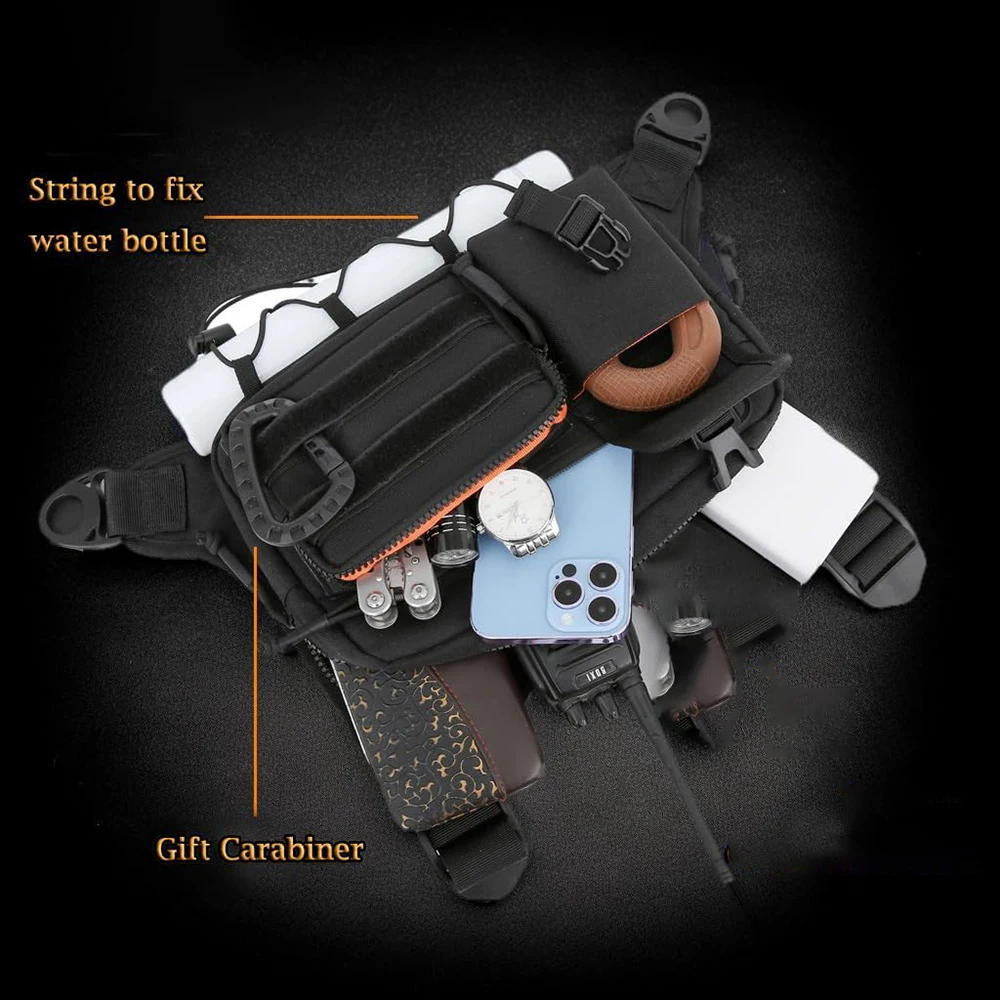 Color: black - Outdoor Tactical Chest Bag Men's Vest EDC Waterproof Anti-Theft Chest Pack for Cycling Bags Running Front Chest Bag