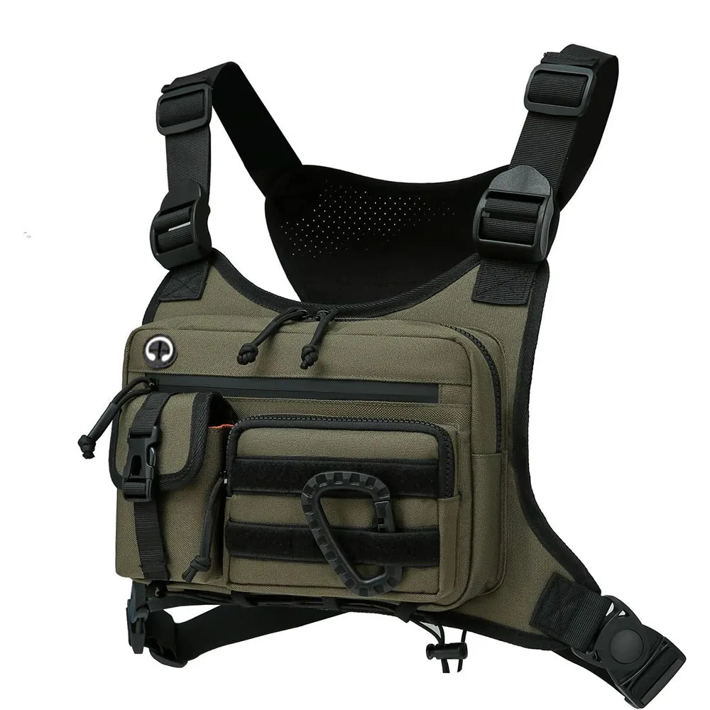 Color: black - Outdoor Tactical Chest Bag Men's Vest EDC Waterproof Anti-Theft Chest Pack for Cycling Bags Running Front Chest Bag