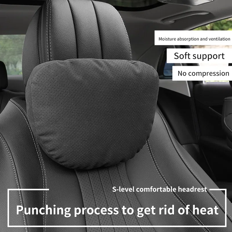 Color: Black - Top Quality Car Headrest Neck Support Seat Soft Neck Pillow Breathable For Maybach S Class Design Universal Protector Neck