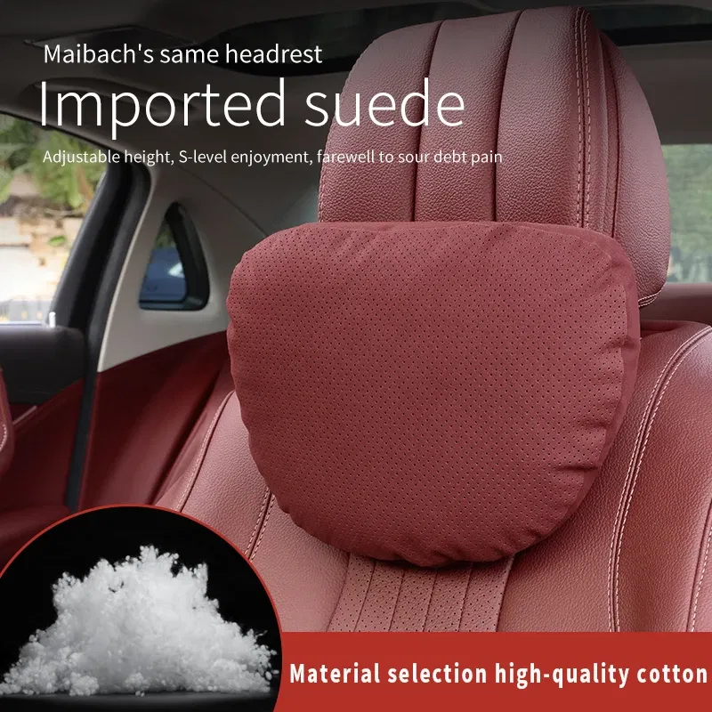 Color: Black - Top Quality Car Headrest Neck Support Seat Soft Neck Pillow Breathable For Maybach S Class Design Universal Protector Neck