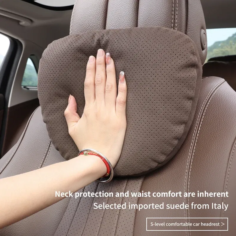 Color: Black - Top Quality Car Headrest Neck Support Seat Soft Neck Pillow Breathable For Maybach S Class Design Universal Protector Neck
