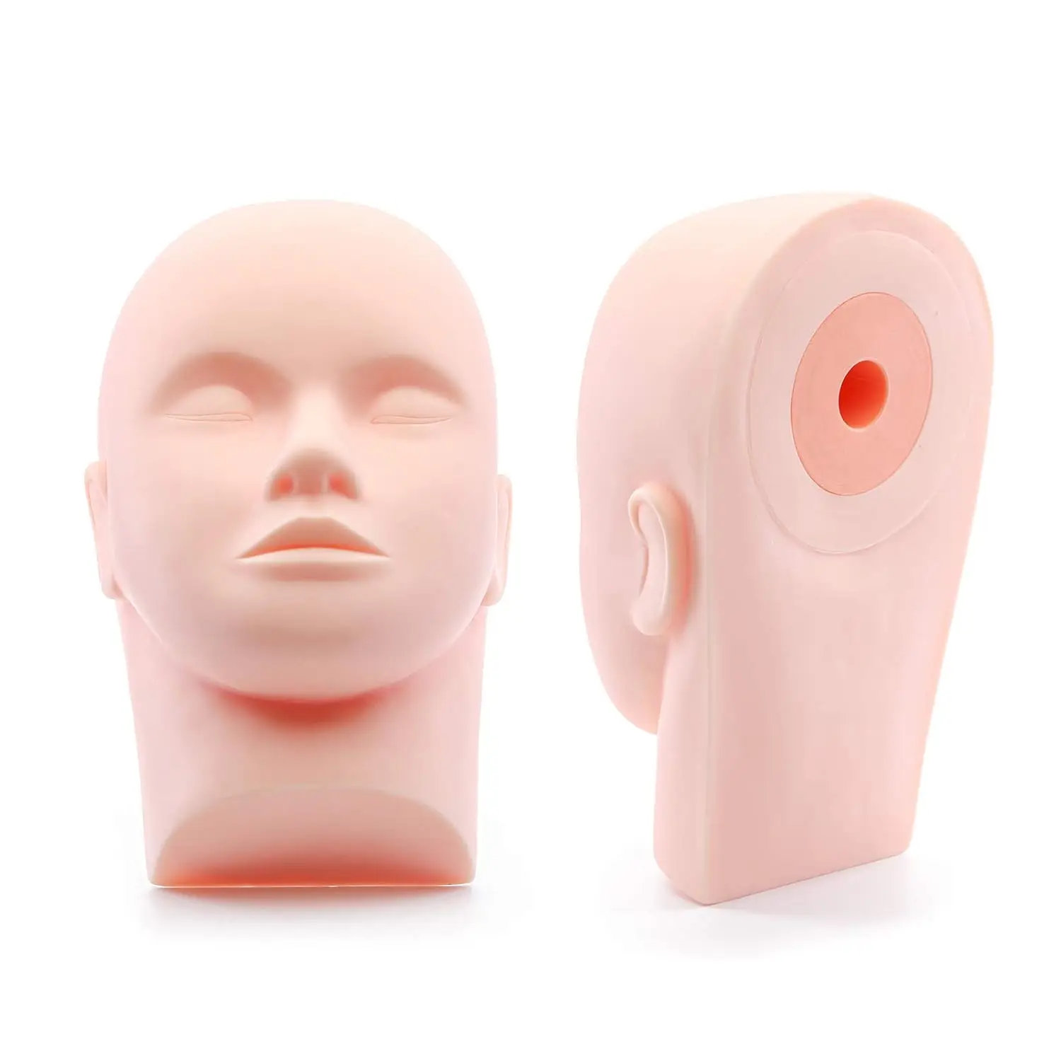 Color: Ivory - 1/4Pack Practice Training Head Rubber Cosmetology Mannequin Doll Face Head For Eyelashes Makeup Massage Practice