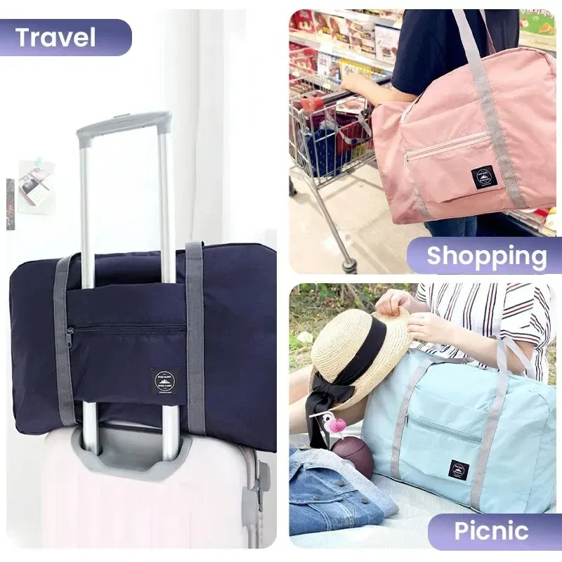 Color: black - Foldable Travel Duffel Bag for Airlines Carry on Bag for Women and Girls Lightweight Large Capacity Sports Weekend Trip Overnigh