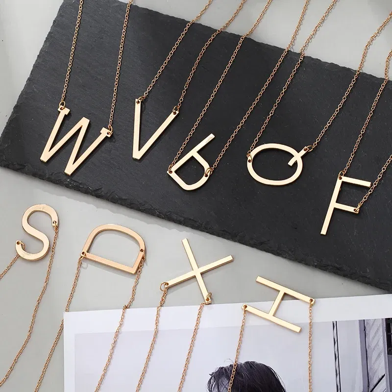 Metal Color: Red - Fashion Metal Necklace Golden Letter Bohemia Simple DIY Romantic Retro Woman's Necklace For Winter Jewelry Gift Free Shipping