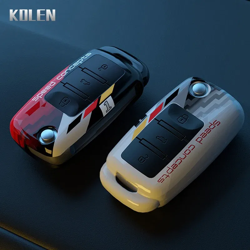 Color Name: Gold - ABS Car Folding Key Case Cover Shell For Volkswagen VW Polo Golf Passat Beetle Caddy Tiguan Skoda Octavia Kodiaq Seat Leon Altea