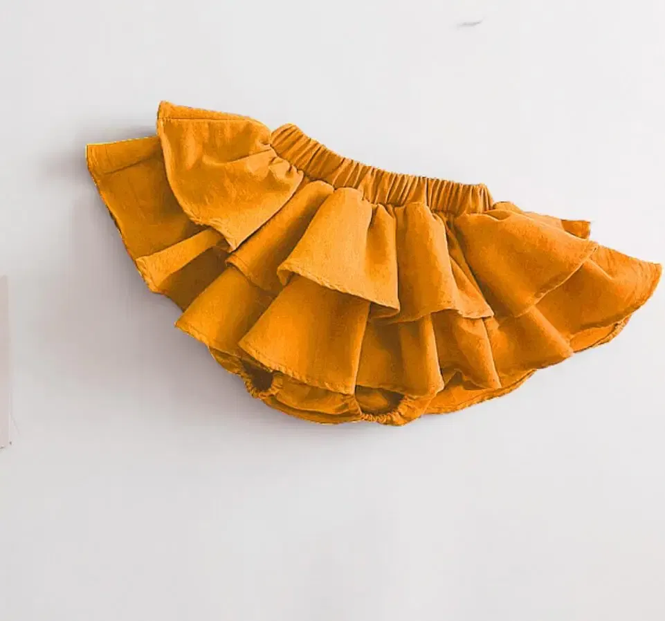 Color: Yellow, Kid Size: 12M - Double Layers Ruffles Lace Baby Skirt Pants Summer Cotton Linen Kids Pettiskirt Toddler Dancing Wedding Clothing Tutu Skirt