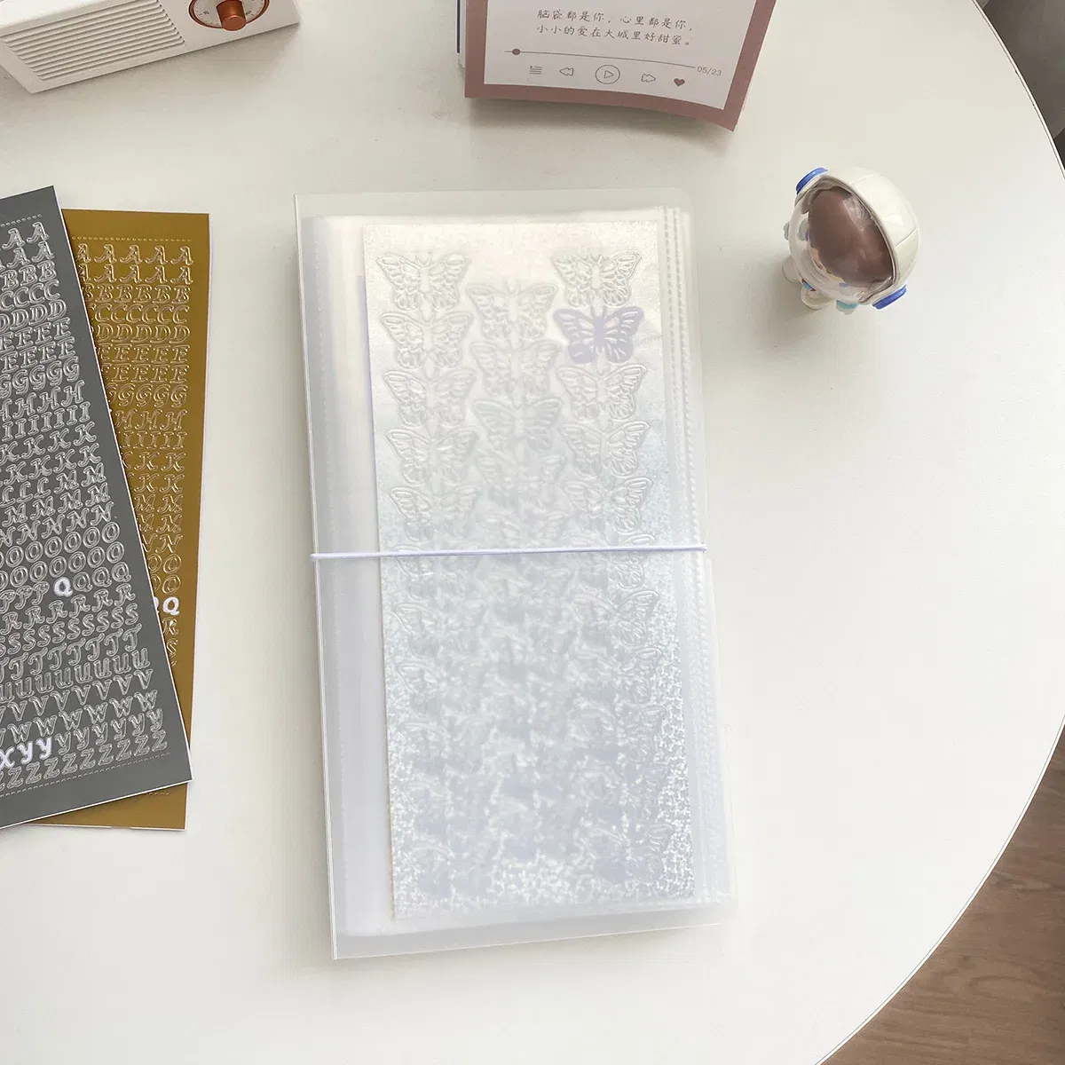 Color: WHITE - Yoofun Sticker Material Collection Holder Storage Book Case Transparent Photo Album Scrapbooking Material Paper Book Stationery