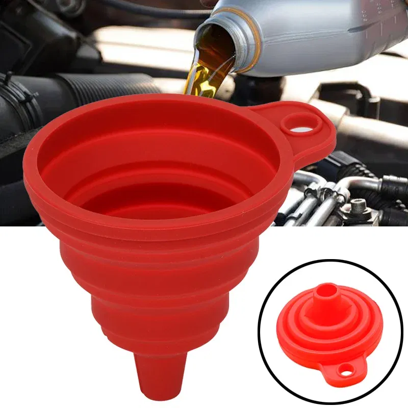 Color: Red - Collapsible Silicone Car Engine Funnel for Mitsubishi Endeavor Montero Outlander 2 3 XL Pajero 2 4