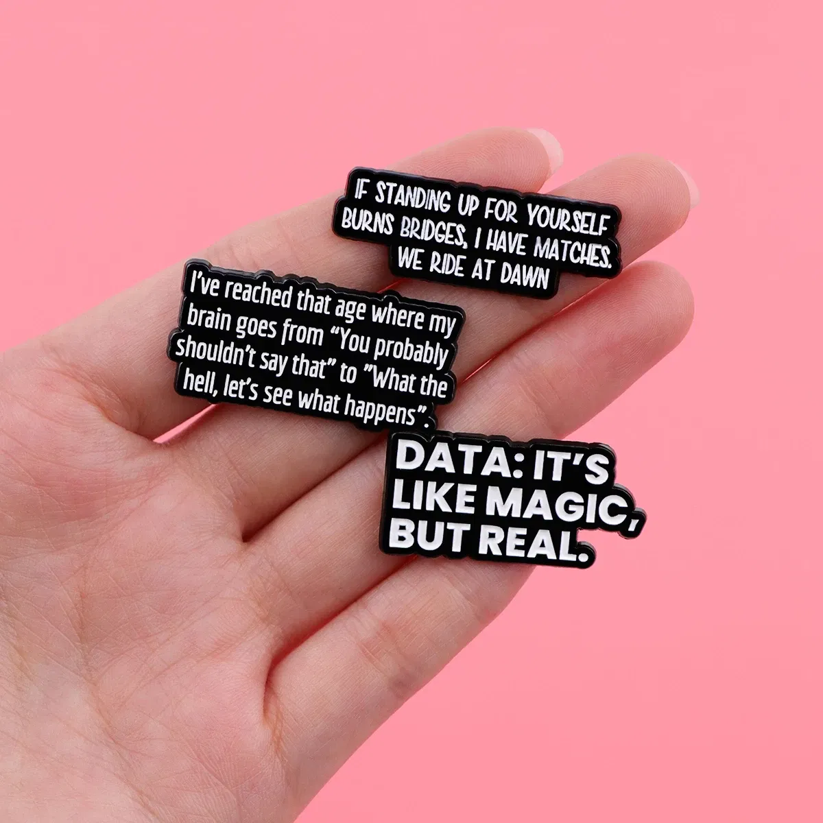 Metal color: ROSE GOLD COLOR - I'M NOT WEIRD Enamel Pin Funny Quotes Brooch Pines Lapel Pins Quotation Badge Clothing Accessories Fashion Jewelry Unique Gift